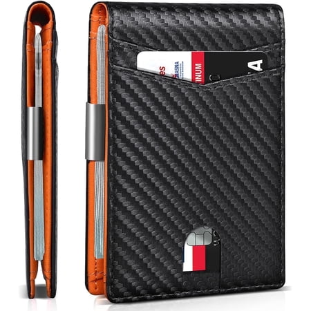 Gmdisc Wallet for Men Slim, Genuine Leather Mens Wallet RFID Blocking Credit Card Holder with Money Clip Holiday Gifts