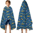 thumbnail image 3 of Cartoon Construction Vehicles Traffic Signs Hooded Bath Towel，60"x35" for Ages 3 To 12 Kids, Quick Dry Lightweight Soft Microfiber Hood Beach Towel Cover Up for Kids, 3 of 7