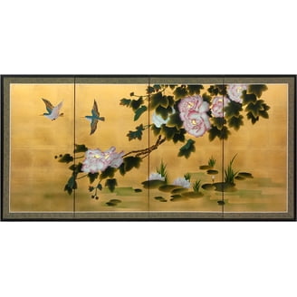 6ft. Long Handpainted Goldleaf Chinese Silk Wall Art Screen - Song