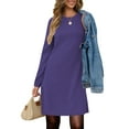 thumbnail image 3 of UVN Vestidos para Mujer Otoño Invierno Manga Larga Cuello Redondo Casual Jersey Sudadera Vestido con Abertura Lateral, 3 of 8