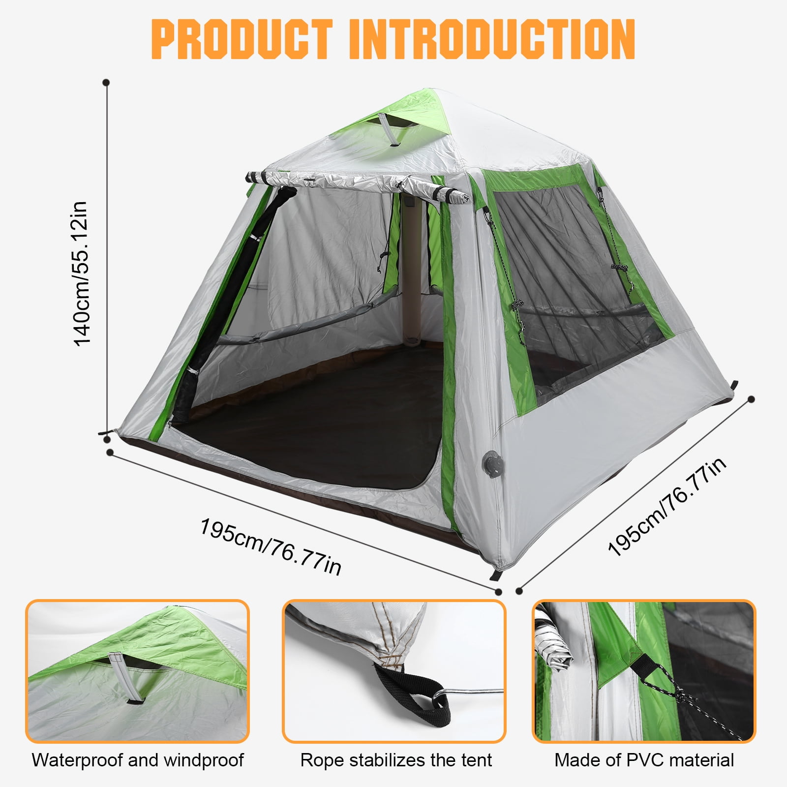Qiyester Fully Automatic Inflatable Tent, Outdoor Camping, Rainproof and Sunproof, 300D Oxford Cloth, Foldable, Portable, Quick-Opening, No-Setup Required Inflatable Tent, Suitable for Travel