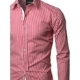 thumbnail image 4 of FashionOutfit Men's Slim Thin Striped Button Down Shirt, 4 of 6