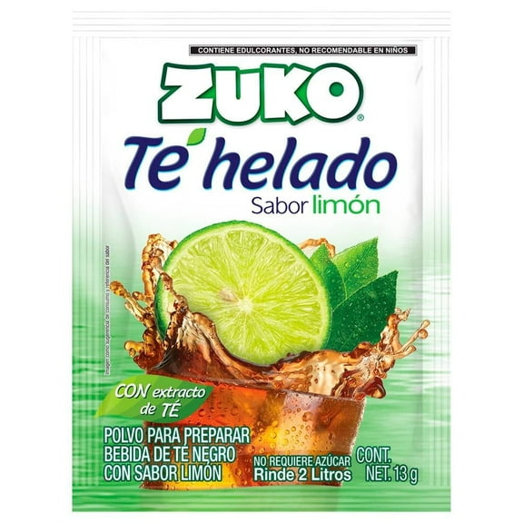 Bebida en polvo Zuko Té helado negro sabor limón 13 g