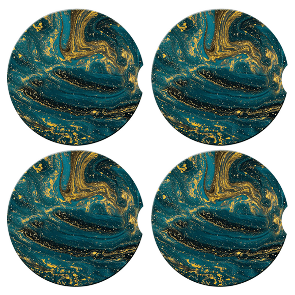 Marble Coasters for Drinks Absorbent Modern Abstract Ceramic Coaster Set Cork Back Glitter