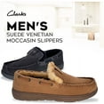 thumbnail image 3 of Clarks Grey Suede Venetian Moccasin Faux Fur Lining Indoor Outdoor Slippers (Grey, 14), 3 of 8