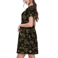 thumbnail image 2 of Balery Gold Pinecone Merry Christmas Vestidos sueltos de manga corta para mujer, vestidos de verano 2025, vestidos casuales de corte A con vuelo., 2 of 6