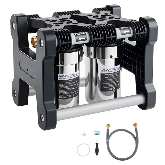 VEVOR RV Water Filter System, 5-Micron Dual Stage Premium RV Water Filtration System with Two Cartridges and 3/4" Fitting for RVs & Campers, Reduces Sediment, Chlorine, Heavy Metals, Odors and More