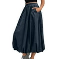 thumbnail image 2 of Delliss Women's Lantern Ruffle Skirt Elastic Waist Fashion Bubble Long Skirt With Pocket, 2 of 8