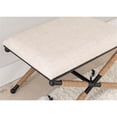 thumbnail image 5 of Linon Anna Campaign Accent Stool Black Metal Legs with Rope Detail in Cream, 5 of 13