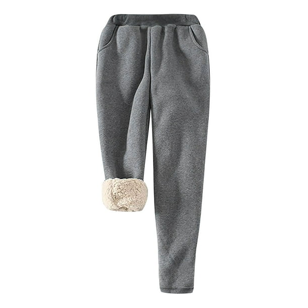 Wolfast Women's Fleece Lined Pants Sweatpants Straight Leg Winter Warm  Athletic Yoga Pant,Gray M 