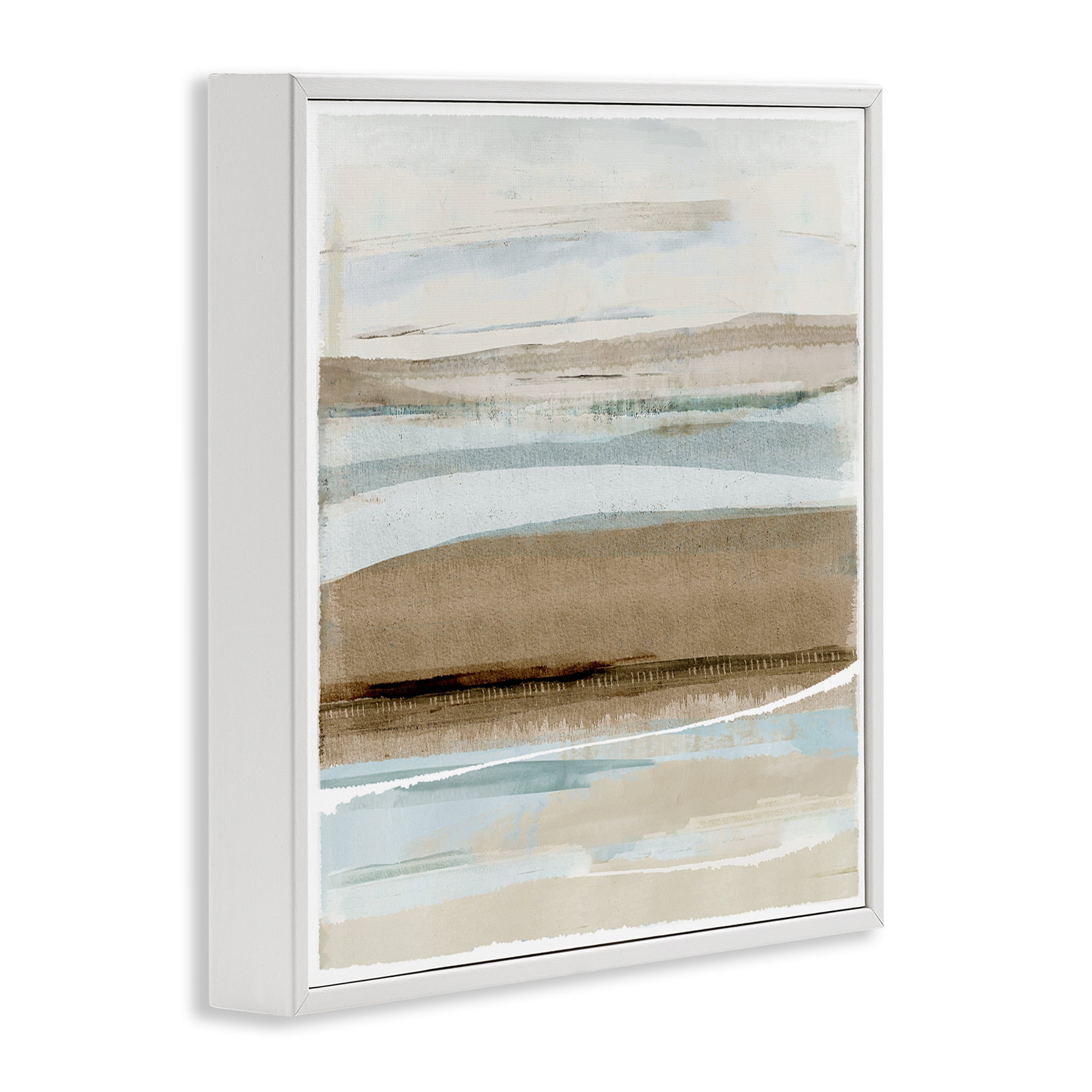 Stupell Industries Soft Winter Sands Abstract Painting White Framed Art Print Wall Art, 17 x 17