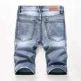 thumbnail image 2 of Men's Casual Denim Shorts Classic Fit Distressed Summer Fashion Ripped Short Jeans Light Blue 38, 2 of 5