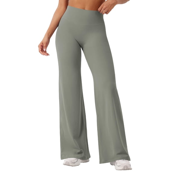 Leggings de entrenamiento YEOREO de tiro alto, pierna ancha, gris verdoso, 31.5"