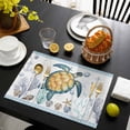 thumbnail image 3 of Coastal Turtle Placemats Set of 8, Ocean Nautical Starfish Conch Seashells Placemats for Dining Table, Place Mats for Kitchen Tabletop, Waterproof Wipeable Dining Table Mats Set, 3 of 9