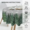 thumbnail image 4 of Christmas Tablecloth Round 60 Inch Winter Rustic Watercolor Tree Snowflakes Grey Green Nature Forest Print Decorative Washable Polyester Table Cloth for Party Picnic Home Kitchen Decor, 4 of 6