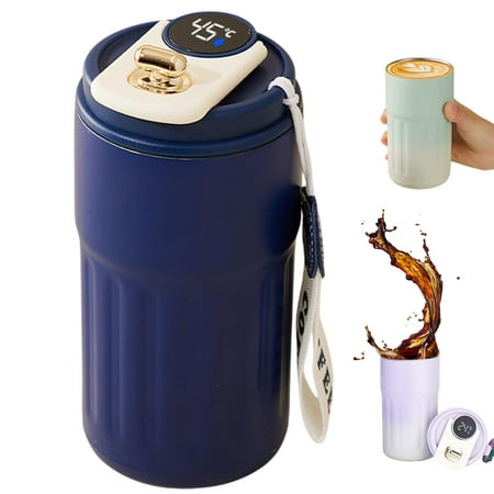 

Smart Thermal Coffee Cup with Temperature Display Stainless Steel Insulated Travel Mug Leak-Proof Lid Portable Coffee Cup for Hot & Cold Drinks (Pink)