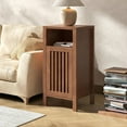 thumbnail image 5 of Set of 2 End Table, Farmhouse Sofa Table with Grille Door, Side Tables for Living Room, Bedroom, Brown, 5 of 6