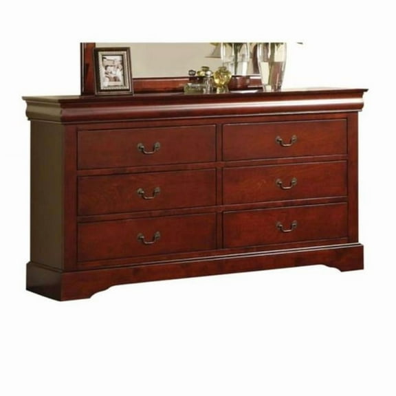 60 in. Cherry Manufactured Wood Six Drawer Double Dresser
