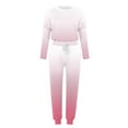 thumbnail image 4 of Trousers Suit Women's Gradient Color Round Neck Casual Loose Long Sleeve Top And Pants Set Dressy Pant Suits for A Wedding plus Outfit for Party Women Womens Rompers And Jumpsuits Dressy Two Piece Wom, 4 of 5