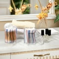 thumbnail image 4 of Yayeee 4 Pack Qtip Holder Bathroom Cotton Swab Canister with Lid Clear Dispenser Set, Abstract Pink, 4 of 6