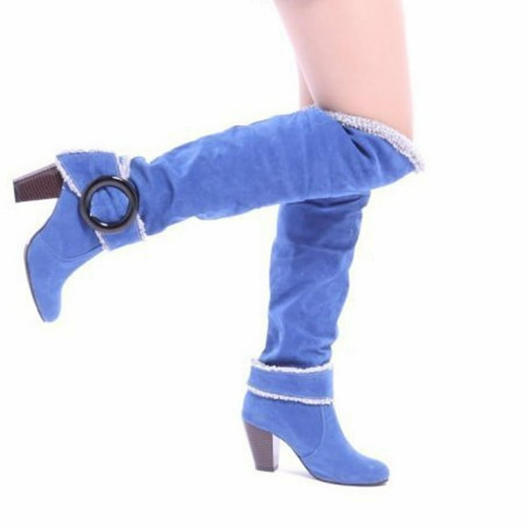 Blue velvet knee high deals boots