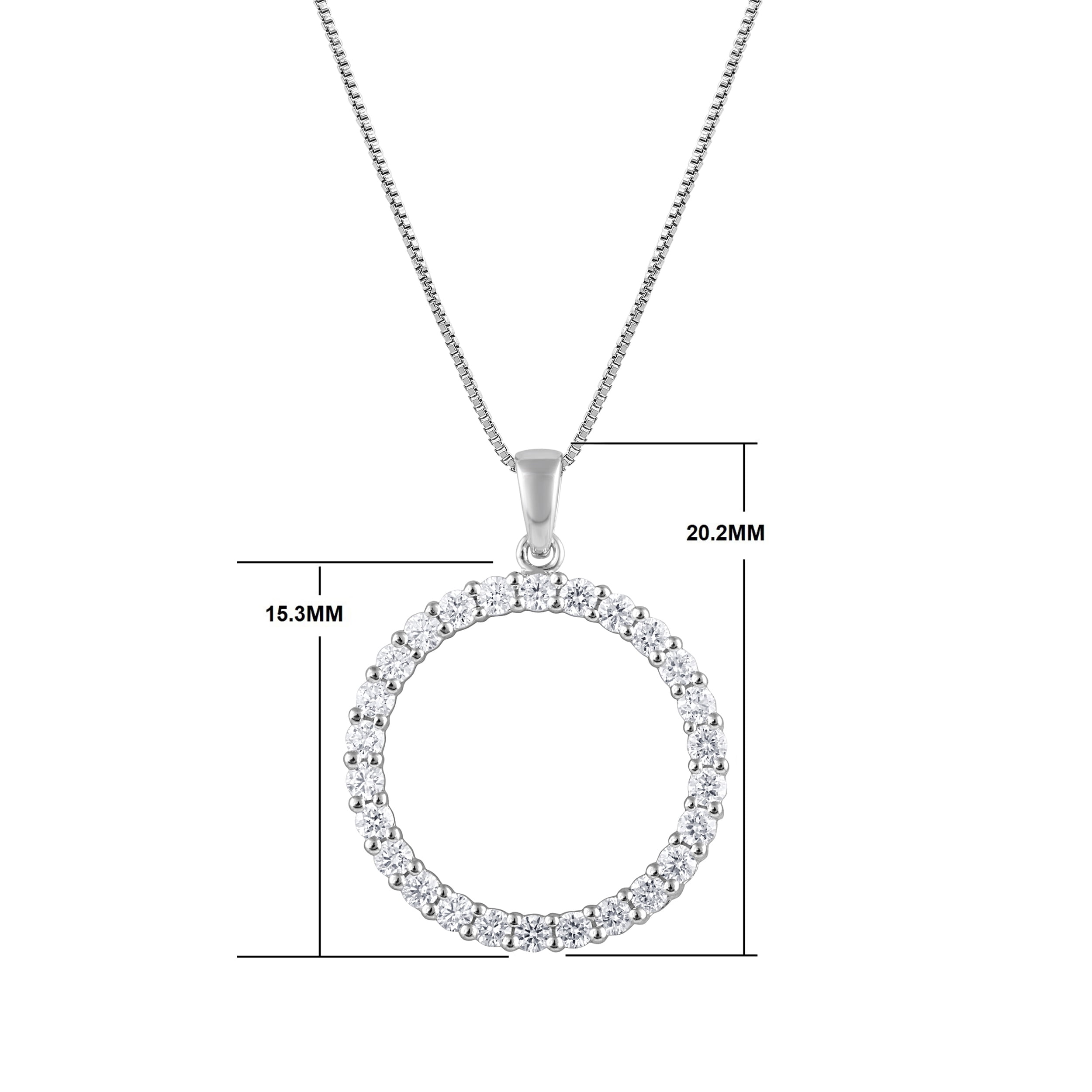 Unique Moments 1/3 Ct Round Lab Grown Diamond Pendant Necklace in Silver for Women (H-I, SI-I1) 18"