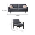 thumbnail image 5 of Gala 3 Piece Sofa and Chairs Set, Gray Fabric, 2 Pillows, Black Wood Frame, 5 of 5