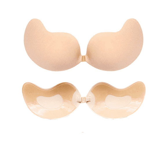 BIMEI Sticky Bra Strapless Backless Adhesive Invisible Lift up Bra Push up Bra for Backless Dress Mango Shape,1 Pair,Nude,C Cup