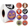 thumbnail image 1 of Rollo de pegatinas de Halloween TUNC 500 pegatinas 8 patrones calabaza, 1 of 3