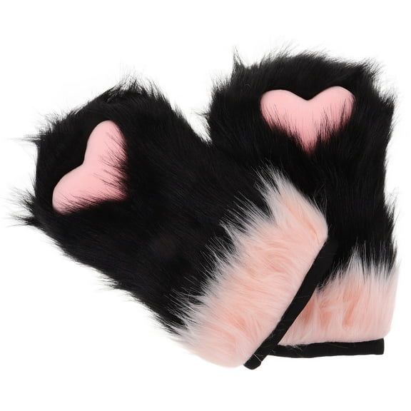 HONMEET Women’s Furry Fingerless Cat Costume Gloves, Multi-Color, Soft Plush, Cute Animal Accessories for Parties and Cosplay