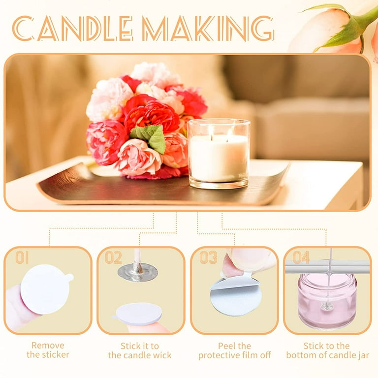 PinCute 300 PCS Wick Stickers for Candle Making - Double-Sided