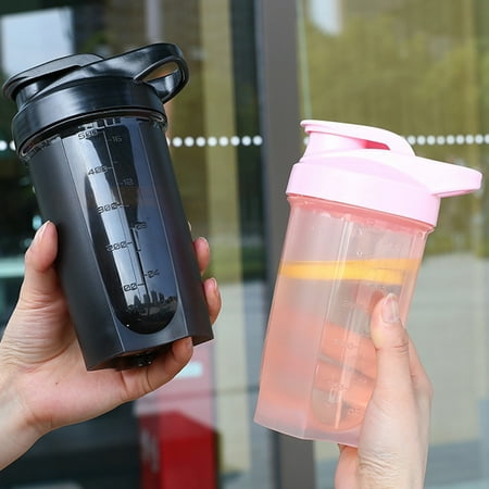 

Chicmine 1 Set 500ml Sports Bottle with Scale Leak-proof Handle Girls Drink Protein Shaker Water Bottle Daily Use