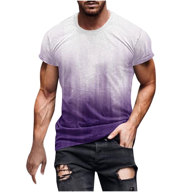 Camisetas de Manga Larga para Hombres Imprimir Camiseta de Cuello Redondo, Top de Manga Corta Casual para la Primavera Y el Verano