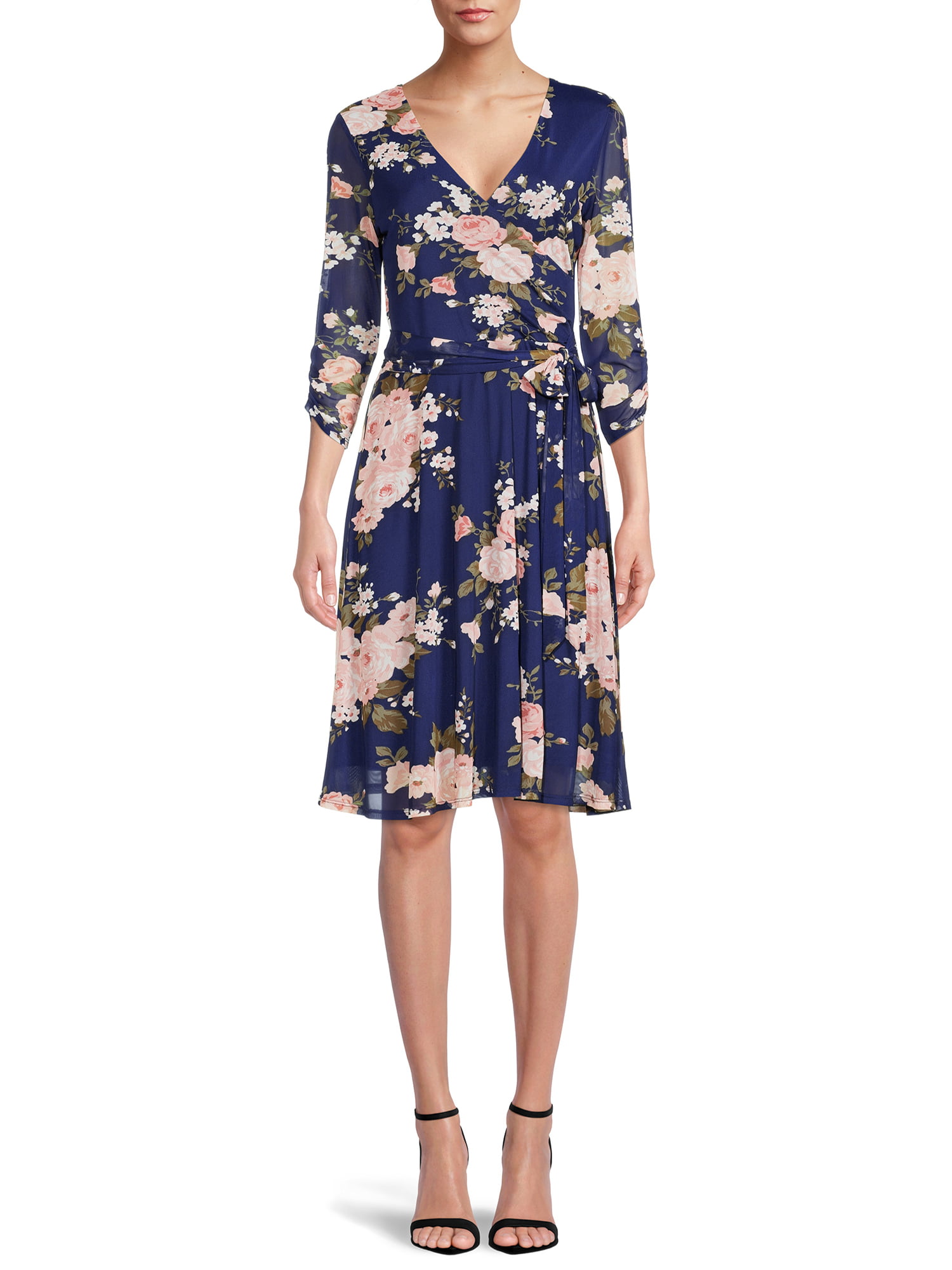 Allison Brittney Womens Plus-Size Printed Knot-Front Maxi Dress 