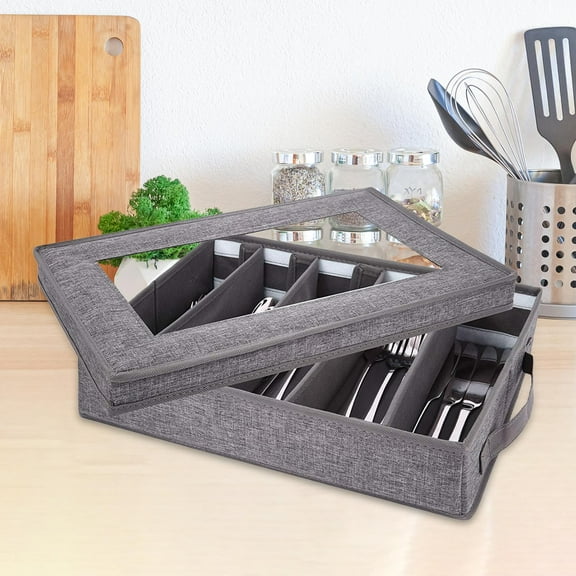 Flatware Utensil Storage Case Box with Handles for Kitchen Cutlery Flatware