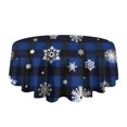 thumbnail image 5 of Blue Christmas Snowflake Pattern Round Tablecloth 60"x60",Wrinkle Wipeable Table Cloth for Kitchen Dining Room Picnic Patio Party, 5 of 6