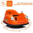 thumbnail image 3 of Coche de choque eléctrico para niños y bebés, automóvil 12V con control remoto parental, luces LED, 2 velocidades, giro 360° (color naranja), 3 of 8