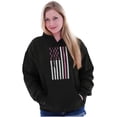 thumbnail image 3 of Breast Cancer Pink Ribbon USA Flag Women Plus Size Graphic Pullover Hoodie Brisco Brands 5X, 3 of 4
