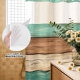 thumbnail image 3 of No Hook Shower Curtain, Farmhouse Teal Brown Shower Curtains for Bathroom with See Through Top Window, Vintage Wooden Striped Waterproof & Washable Bath Curtain Standard 72"x72", 3 of 9