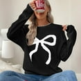 thumbnail image 4 of gbyLJF Womens Sweaters Long Sleeve Knitted Crewneck Pullover Sweater Soft Casual Bow-tie Printed Sweater Fall Winter Top Blouse, 4 of 9