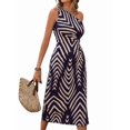 thumbnail image 3 of Women'S Printed One Shoulder Dress Cut Out Split Hem Flowy Midi Dresses Navy Blue S, 3 of 9
