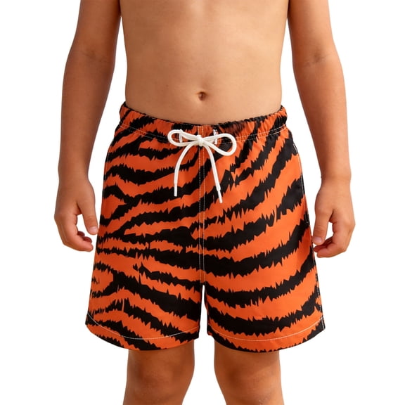 oqasdz Boys Swim Trunks with Compression Liner Drawstring Waist Leopard Printed Comfortable Shorts for Kids Swimming Summer Holiday