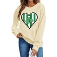 thumbnail image 4 of St. Patrick's Day Sweatshirt for Women Crewneck Long Sleeve Striped Heart with Shamrock Graphic Ribbed Trim Loose Fit Festive Holiday Top, 4 of 6