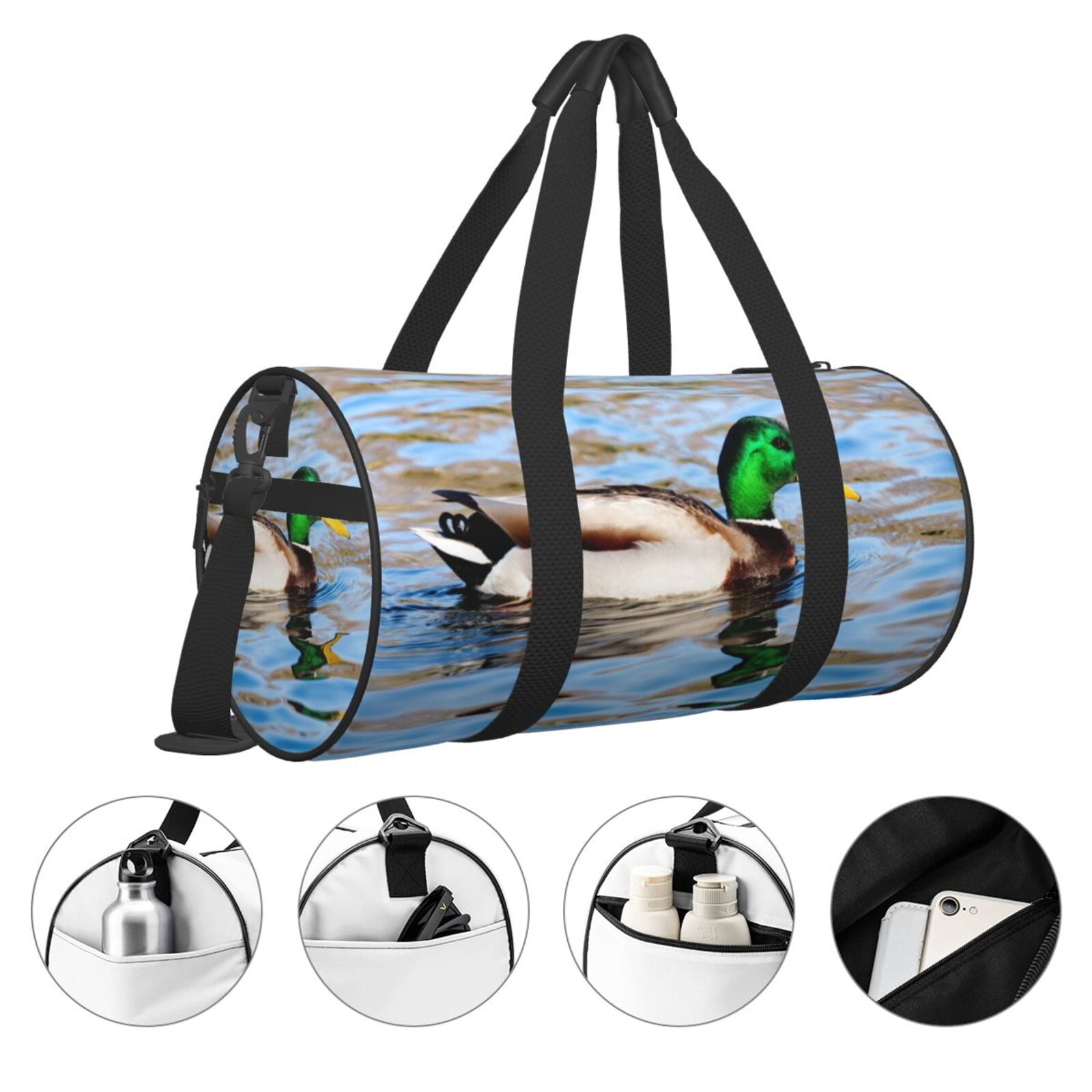 Vsdgher Mallard Duck Swimming In A River 45L Foldable Duffel Bag, Sports Gym Bag,Overnight Bag, Portable Weekender Bag for Airplanes