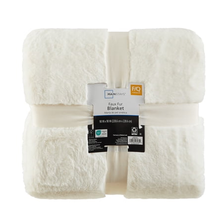 MAINSTAYS COZY FAUX FUR SUPER SOFT LUXURYBLANKET, FULL/QUEEN, VANILLA DREAM