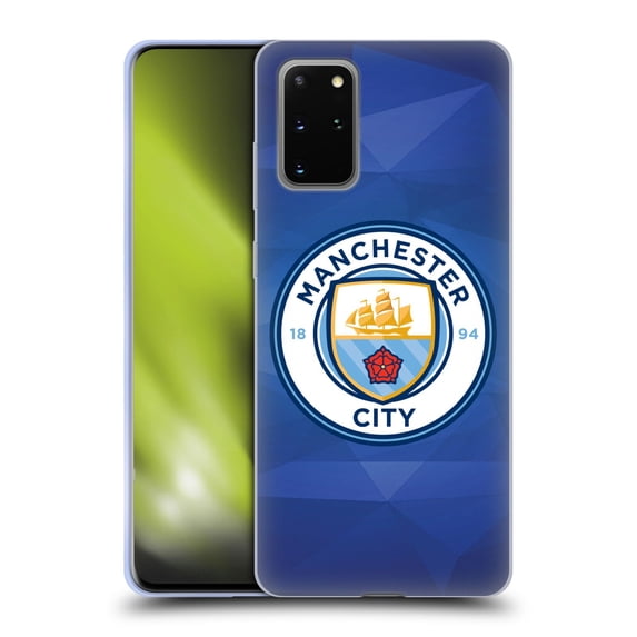 Head Case Designs Officially Licensed Manchester City Man City FC Badge Geometric Obsidian Full Colour Soft Gel Case Compatible with Samsung Galaxy S20+ / S20+ 5G