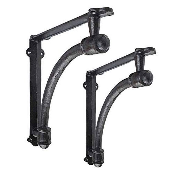NACH js-90-064 Half Round Shelf Bracket, Black, 2 Pack