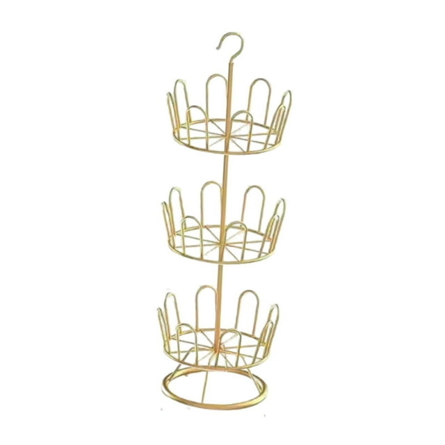Zapatero giratorio Macarena organizador de zapatos redondo Metal tres niveles para balcones Oro