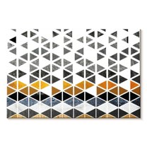 Elephant Stock Triangle Geometric Patterns Wall Art - Horizontal Canvas Wall Art - Living Room Wall Decor - Abstract Canvas - White And Gray Decor - 45" x 30"