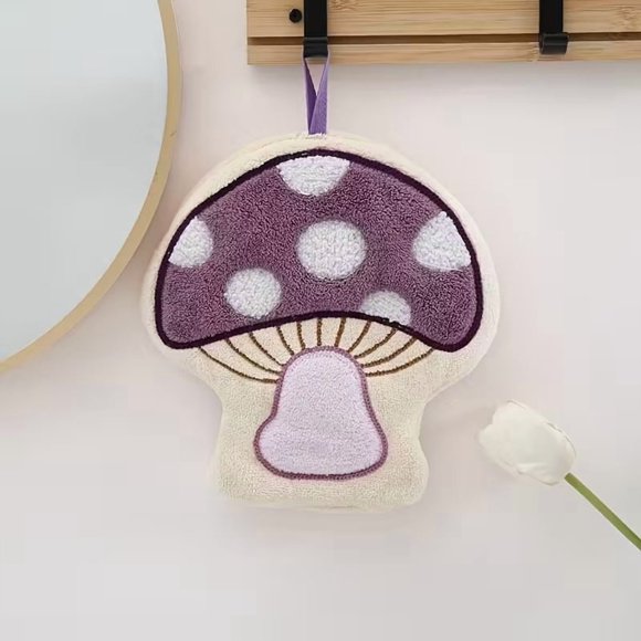 1 toalla de mano con forma de seta, microfibra suave, patrón geométrico, estilo moderno, solo lavado a mano, adecuada for decoración navideña, adornos navideños